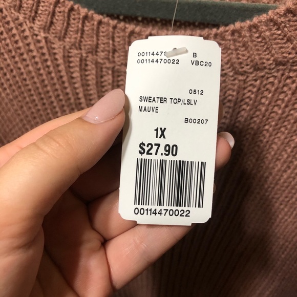 F21 Mauve Distressed V-Neck Sweater NWT - Picture 8 of 9